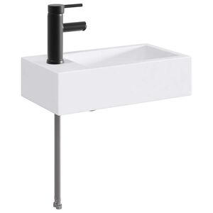 vidaXL Lavabo de salle de bain avec robinet et &eacute;vacuation Noir Mat