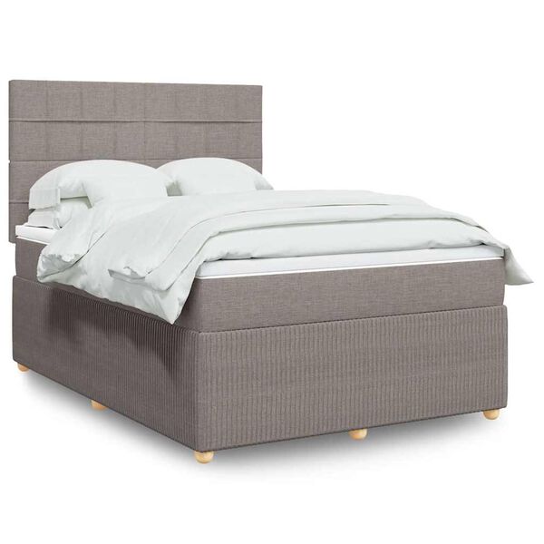 vidaXL Sommier &agrave; lattes de lit avec matelas Taupe 140x200 cm Tissu