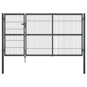 vidaXL Portillon avec poteaux Acier 350 x 140 cm Anthracite