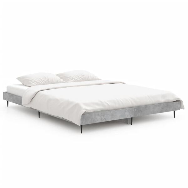 vidaXL Cadre de lit sans matelas gris b&eacute;ton 135x190 cm