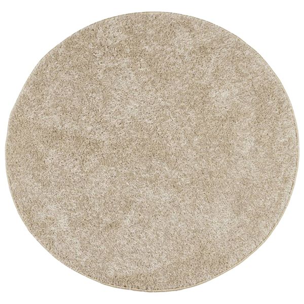 vidaXL Tapis ISTAN &agrave; poils longs aspect brillant beige &Oslash; 200 cm