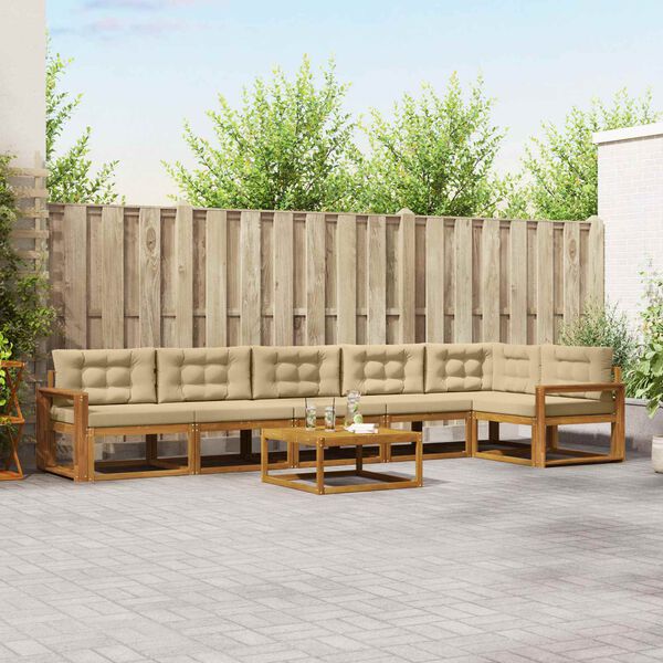 vidaXL Ensemble de canap&eacute;s d'ext&eacute;rieur 7 pcs Naturel et Beige