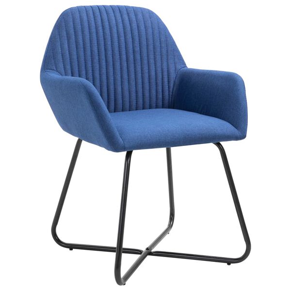 vidaXL Chaises &agrave; manger lot de 4 bleu tissu