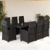 vidaXL Ensemble &agrave; manger de jardin 9pcs coussins noir r&eacute;sine tress&eacute;e
