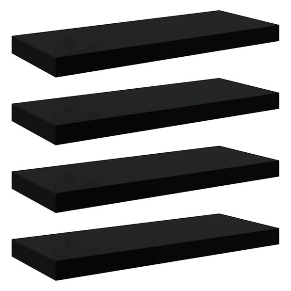 vidaXL &Eacute;tag&egrave;re murale flottante 4 pcs Noir brillant 60x23,5x3,8 cm MDF