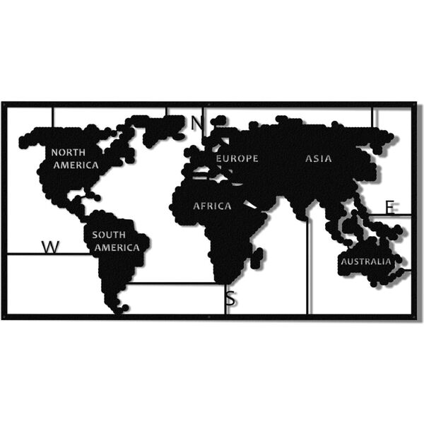 Homemania D&eacute;coration murale Carte du monde 90x55 cm M&eacute;tal Noir