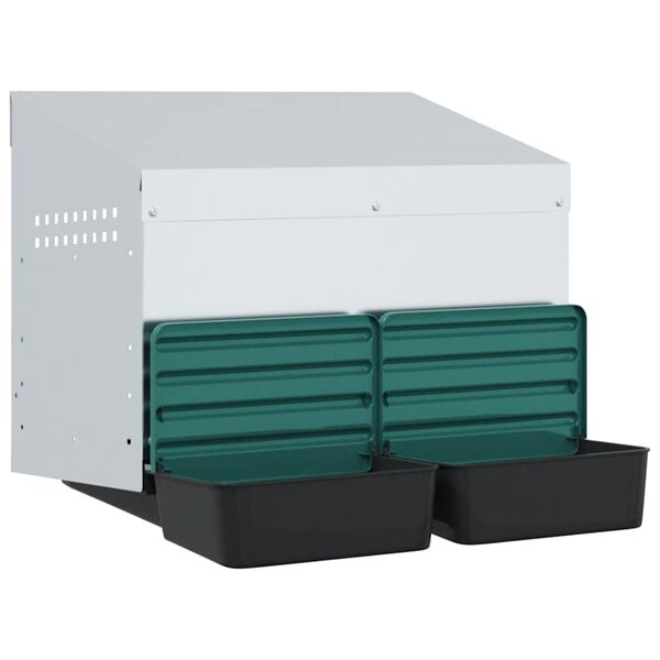 vidaXL Nichoir &agrave; poules 2 compartiments, fixation murale, acier galvanis&eacute;