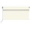 vidaXL Auvent automatique store capteur de vent LED 3,5x2,5 m Cr&egrave;me