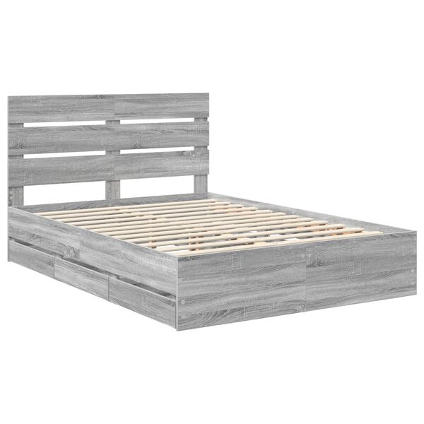 vidaXL Cadre de lit Gris Sonoma 140 x 190 cm Bois Ing&eacute;nierie