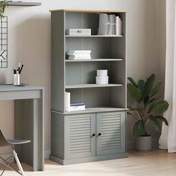 vidaXL Bibliothèque VIGO gris 85x35x170 cm bois massif de pin