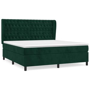 vidaXL Sommier &agrave; lattes de lit et matelas Vert fonc&eacute; 180x200cm Velours