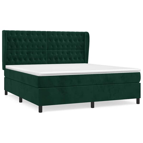 vidaXL Sommier &agrave; lattes de lit et matelas Vert fonc&eacute; 180x200cm Velours