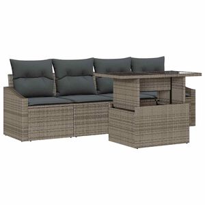 vidaXL Ensemble de canap&eacute; de jardin 5 pcs Gris Poly rotin
