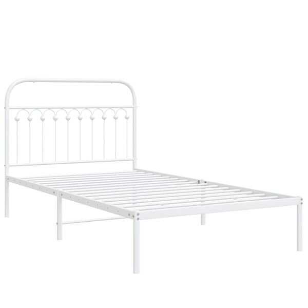 vidaXL Cadre de lit m&eacute;tal sans matelas et t&ecirc;te de lit blanc 107x203 cm