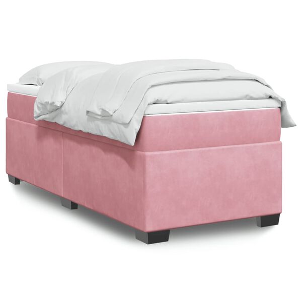 vidaXL Sommier &agrave; lattes de lit avec matelas Rose 100x200 cm Velours