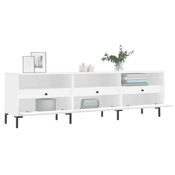 vidaXL Meuble TV blanc 150x30x44,5 cm bois d'ing&eacute;nierie