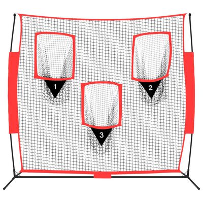 vidaXL Filet de baseball portable Noir/rouge 183x105x183 cm Polyester