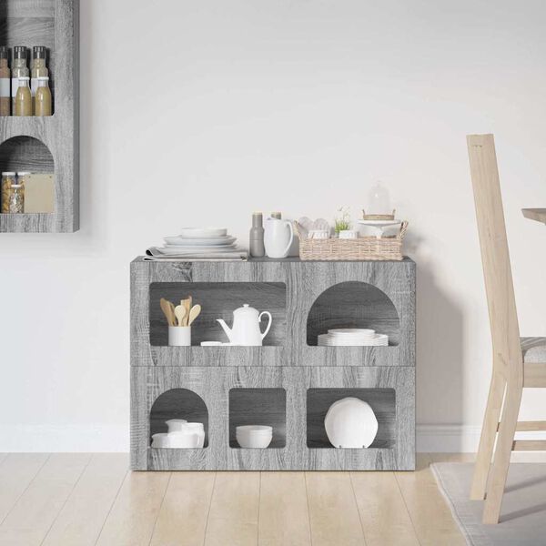 vidaXL Buffet Gris Sonoma 80,5 x 35 x 59 cm Bois d'ing&eacute;nierie