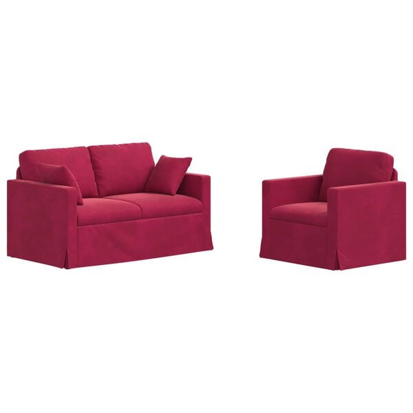 vidaXL Canap&eacute; 2 pcs Bordeaux