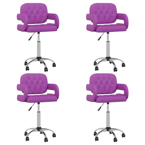 vidaXL Chaises pivotantes &agrave; manger lot de 4 violet similicuir