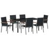 vidaXL Ensemble de salle &agrave; manger pour jardin 7 pcs Noir