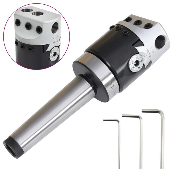 vidaXL T&ecirc;te d'al&eacute;sage 50 mm et tige de per&ccedil;age MT3 de fraisage &agrave; tour