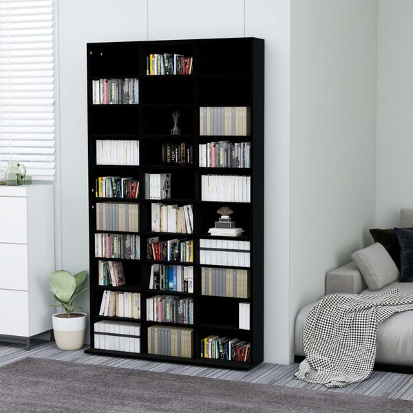 vidaXL Armoire &agrave; CD Noir 102x16x177,5 cm Bois d'ing&eacute;nierie
