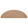 vidaXL Tapis d'escalier 15 pi&egrave;ces 65 x 21 x 4 cm Marron clair Demi-rond Grand