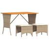 vidaXL Ensemble &agrave; manger de jardin et coussins 3 pcs Beige poly rotin