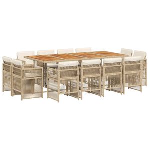 vidaXL Ensemble &agrave; manger de jardin et coussins 13 pcs beige
