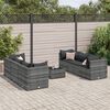 vidaXL Salon de jardin 7 pcs avec coussins Gris R&eacute;sine tress&eacute;e