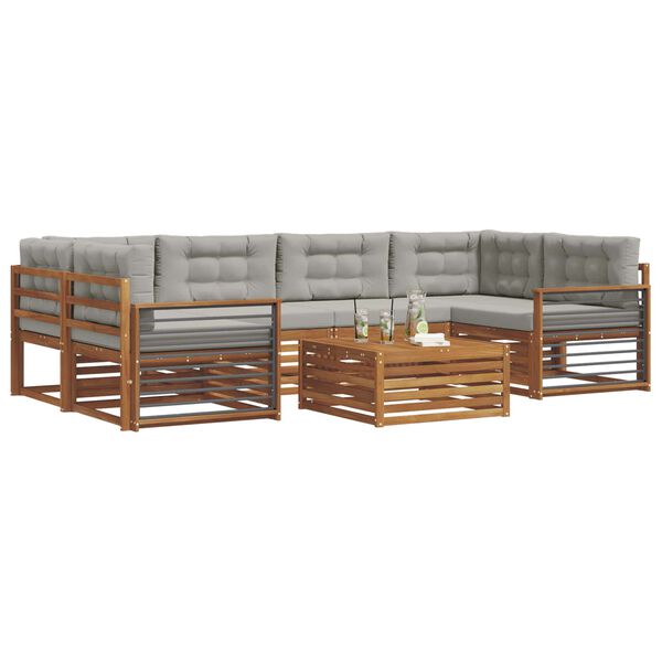 vidaXL Ensemble de canap&eacute;s d'ext&eacute;rieur 7 pcs Gris Naturel et Clair