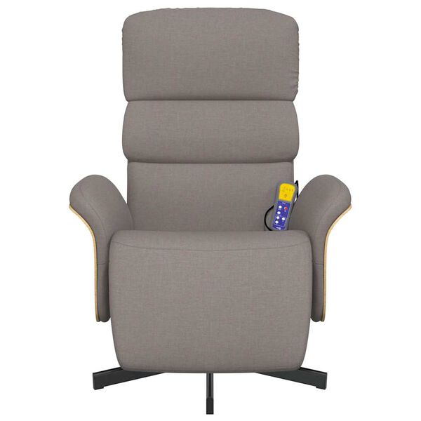 vidaXL Fauteuil inclinable de massage avec repose-pieds taupe tissu