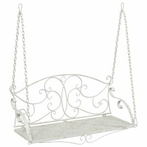 vidaXL Banc Balan&ccedil;oire Acier 110 x 52,5 x 47 cm Blanc antique