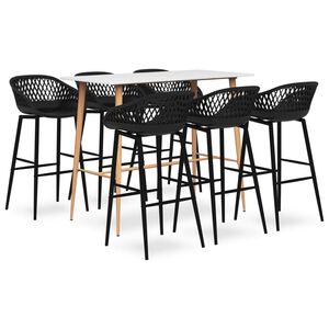vidaXL Ensemble de bar 7 pcs Blanc et noir
