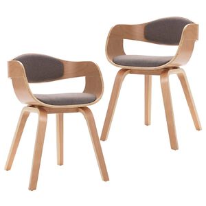 vidaXL Chaises &agrave; manger lot de 2 bois courb&eacute; et tissu taupe