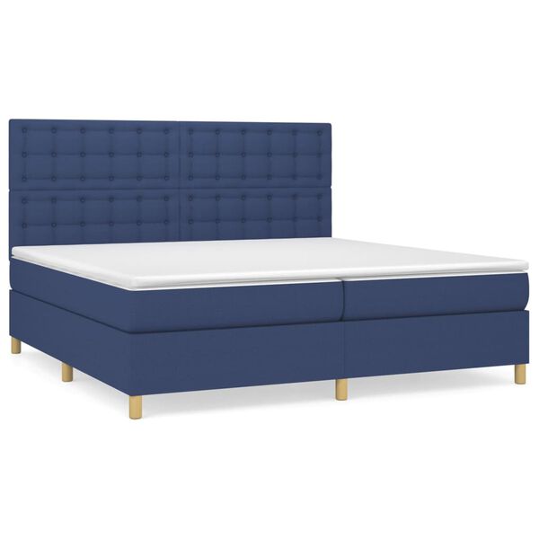 vidaXL Sommier &agrave; lattes de lit avec matelas Bleu 200x200 cm Tissu