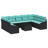 vidaXL Ensemble de Canap&eacute;s avec coussin 10 pcs Noir polyrotin
