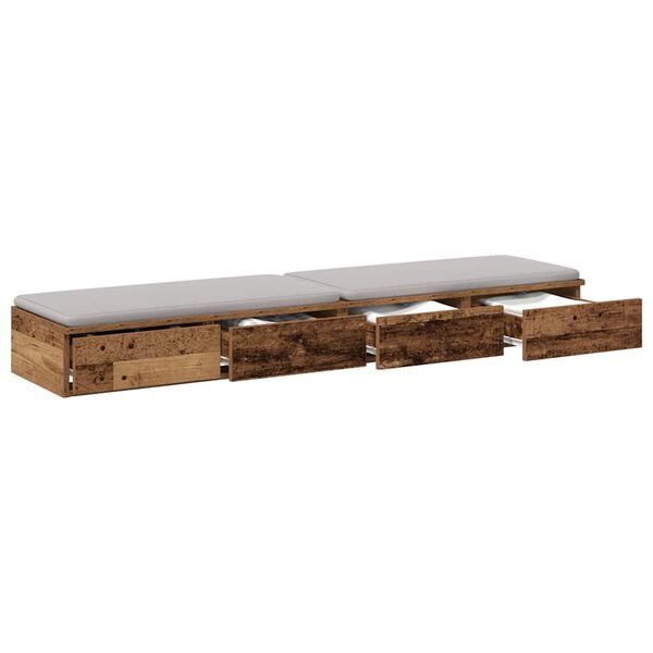 vidaXL Tiroirs de lit avec tiroir Bois ancien 160 x 36,5 x 16,5 cm