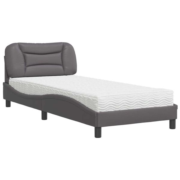 vidaXL Lit avec matelas Hvar gris 80x200 cm similicuir