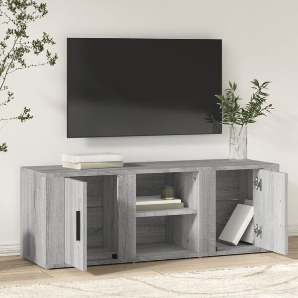 vidaXL Meuble TV Sonoma gris 100x31,5x35 cm Bois d'ing&eacute;nierie