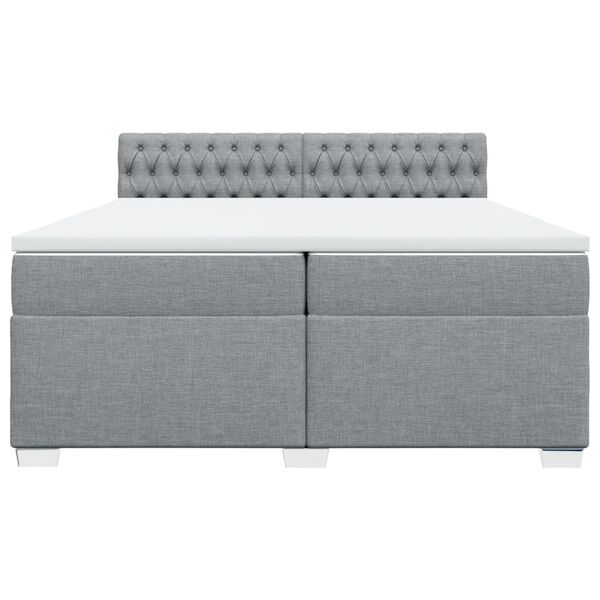 vidaXL Sommier &agrave; lattes de lit avec matelas Gris clair 200x200cm Tissu