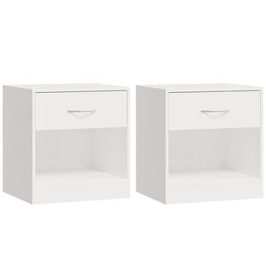 vidaXL Tables de chevet 2 pcs avec tiroir Blanc brillant