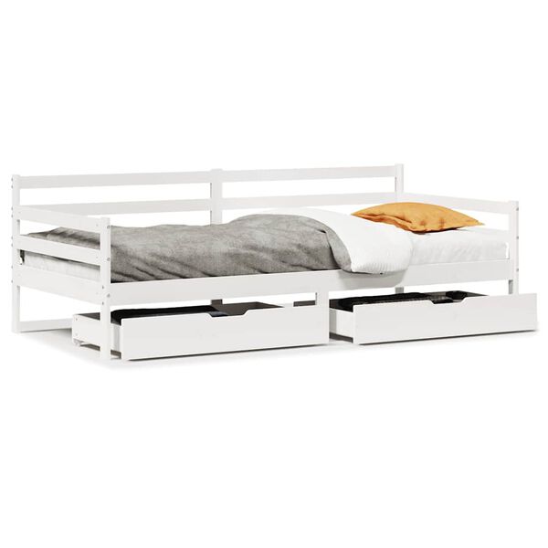 vidaXL Lit de jour et tiroirs sans matelas blanc 90x190 cm bois massif