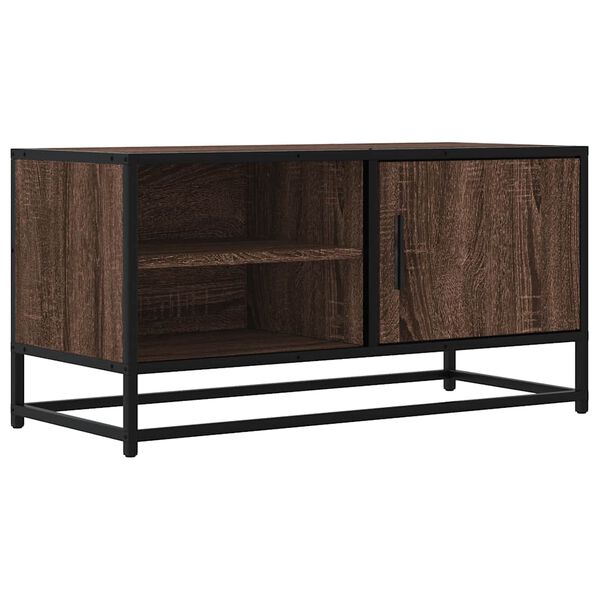 vidaXL Meuble TV ch&ecirc;ne marron 80x34,5x40 cm bois d'ing&eacute;nierie et m&eacute;tal