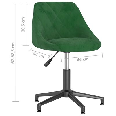 vidaXL Chaise pivotante de bureau Vert foncé Velours