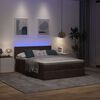 vidaXL Lit ottoman avec matelas et LED marron fonc&eacute; 140x190 cm tissu