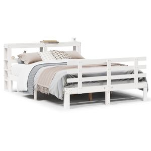 vidaXL Cadre de lit avec t&ecirc;te de lit sans matelas blanc 120x200 cm