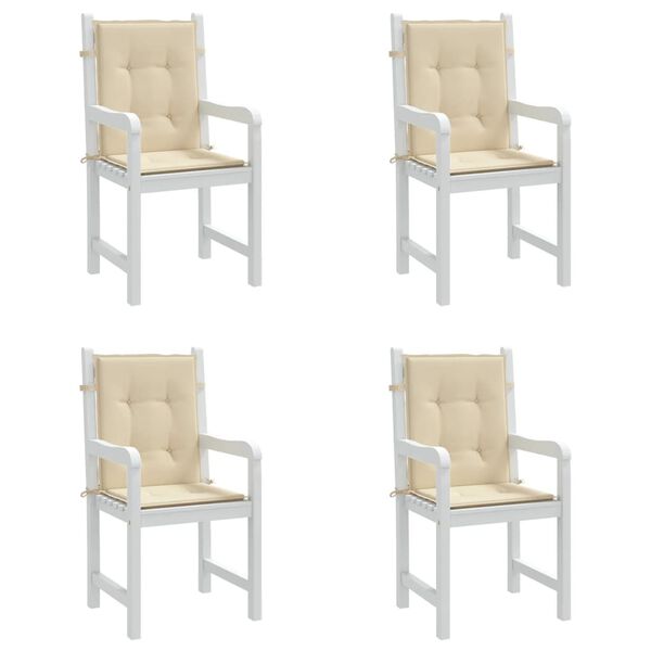 vidaXL Coussins de chaise de jardin à dossier bas lot de 4 beige