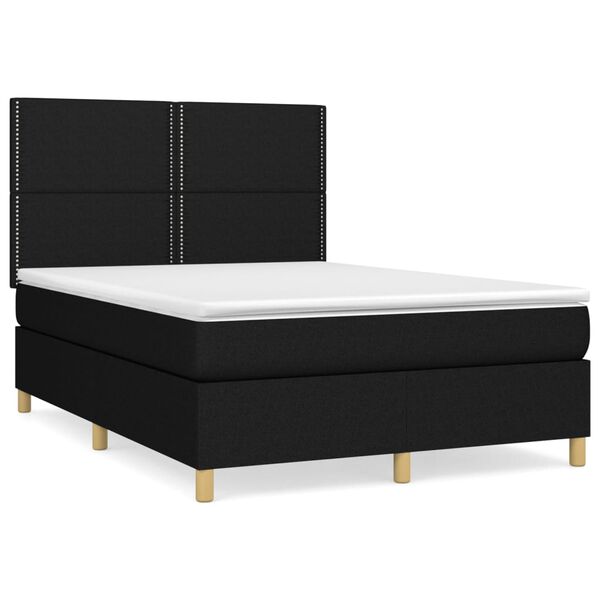 vidaXL Sommier &agrave; lattes de lit avec matelas Noir 140x200 cm Tissu